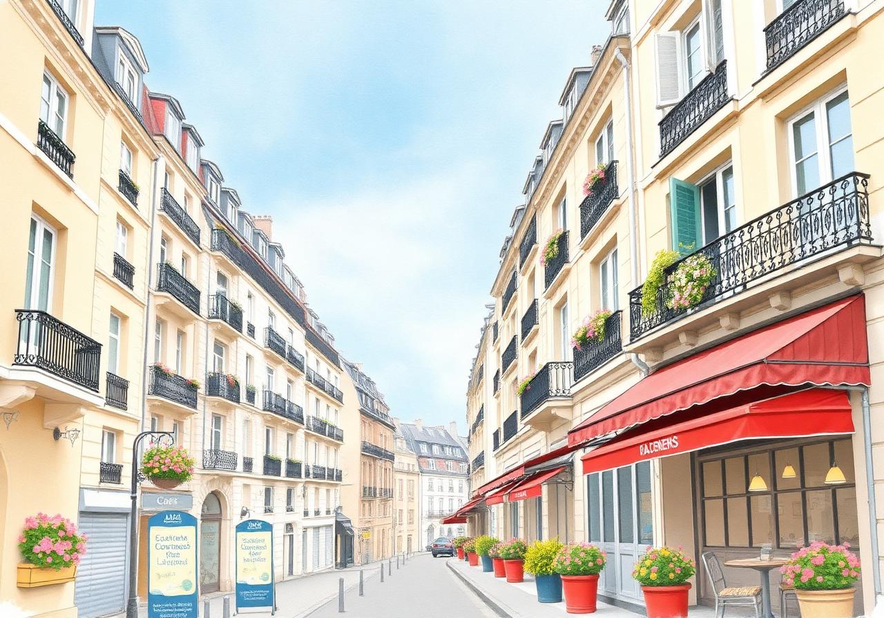 A pastel Parisian street